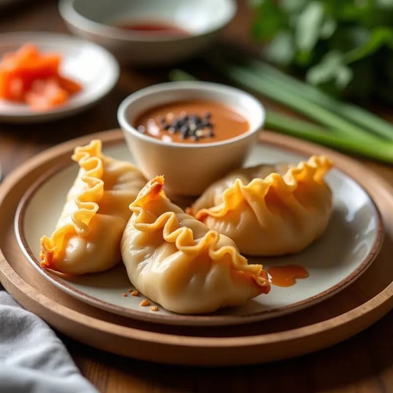 Gyozas de Tofu y Kimchi: Empanadillas Japonesas Picantes en Airfryer con Salsa de Sésamo