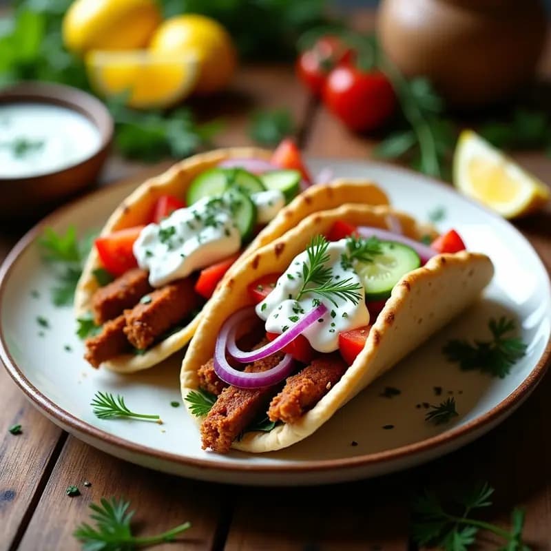 Gyros de Seitan con Salsa Tzatziki: Receta Griega Vegana y Alta en Proteína
