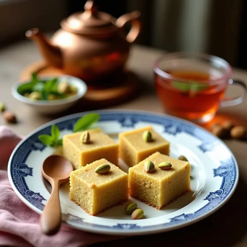Halva de Semolina con Pistachos y Agua de Rosas: Postre Turco Sin Gluten