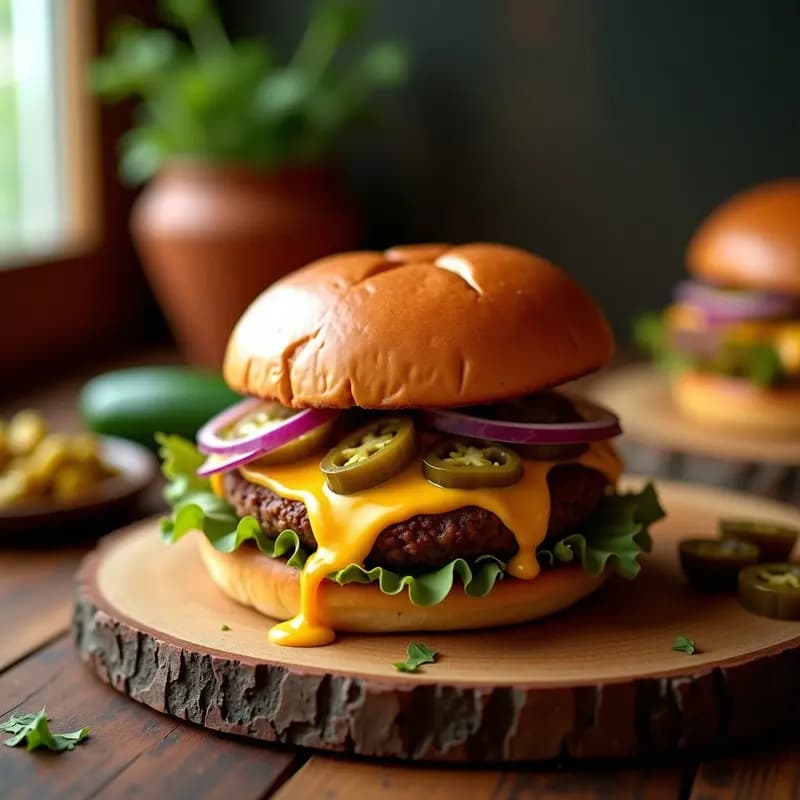 Hamburguesa de Choriqueso con Jalapeños en Escabeche y Salsa Chipotle: Sabores Mexicanos en su Máxima Expresión