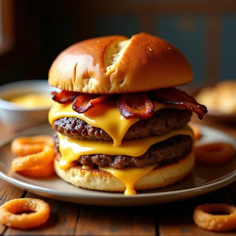 Hamburguesa de Doble Carne con Queso Americano, Tocino y Salsa Especial: Receta Clásica que Nunca Falla