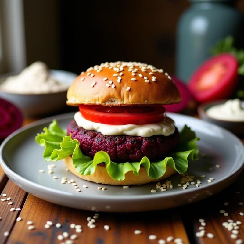 Hamburguesa de Garbanzos Negros y Remolacha: Burger Vegano Sin Gluten en Thermomix