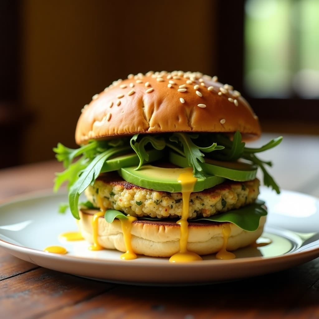 Hamburguesa de Quinoa y Espárragos con Pan de Coliflor: Receta Sin Gluten y Alta en Proteína