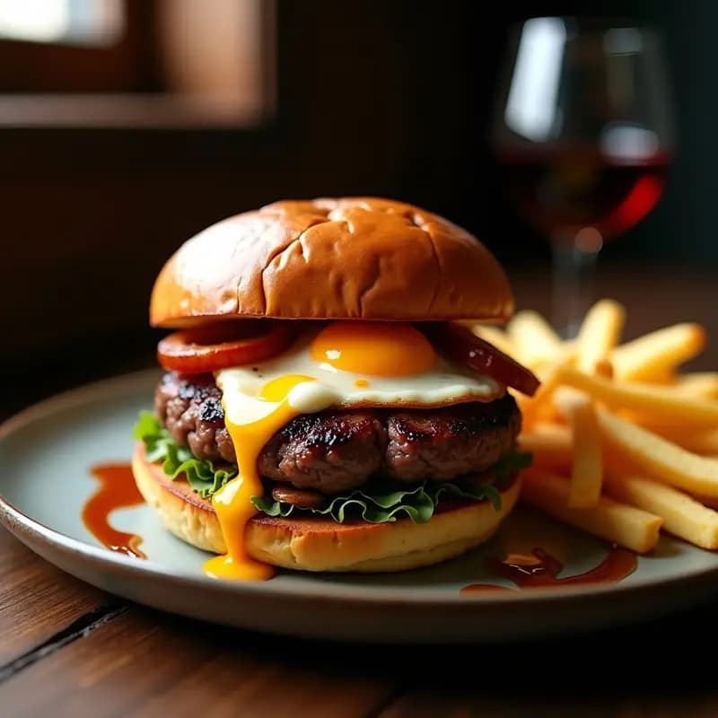 Hamburguesa de Wagyu con Foie Gras, Queso Brie y Reducción de Oporto: Receta de Lujo en Casa