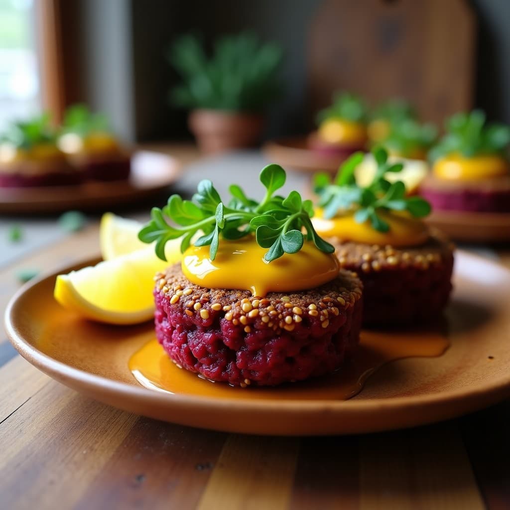 Hamburguesas de Lentejas y Beterraga con Salsa de Mostaza y Miel: Receta Vegana en Thermomix