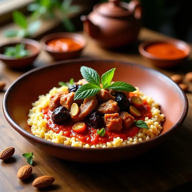 Harissa de Cordero con Couscous: Receta Tunecina Picante y Aromática