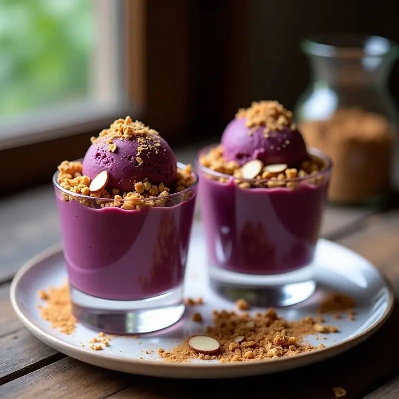 Helado de Açaí con Granola y Frutos Secos: Postre Brasileño Antioxidante