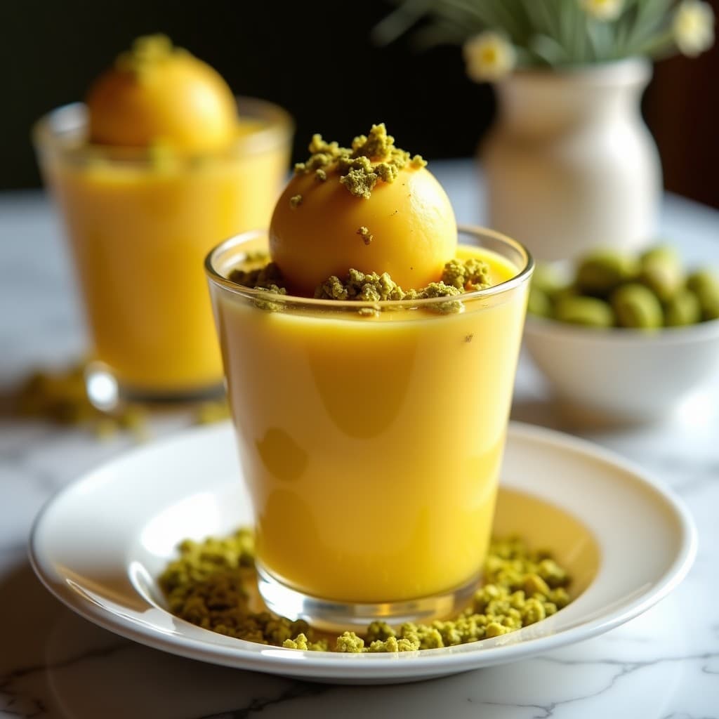 Helado de Azafrán y Pistacho con Trozos de Pan de Oro: Postre Iraní Vegano Sin Azúcar