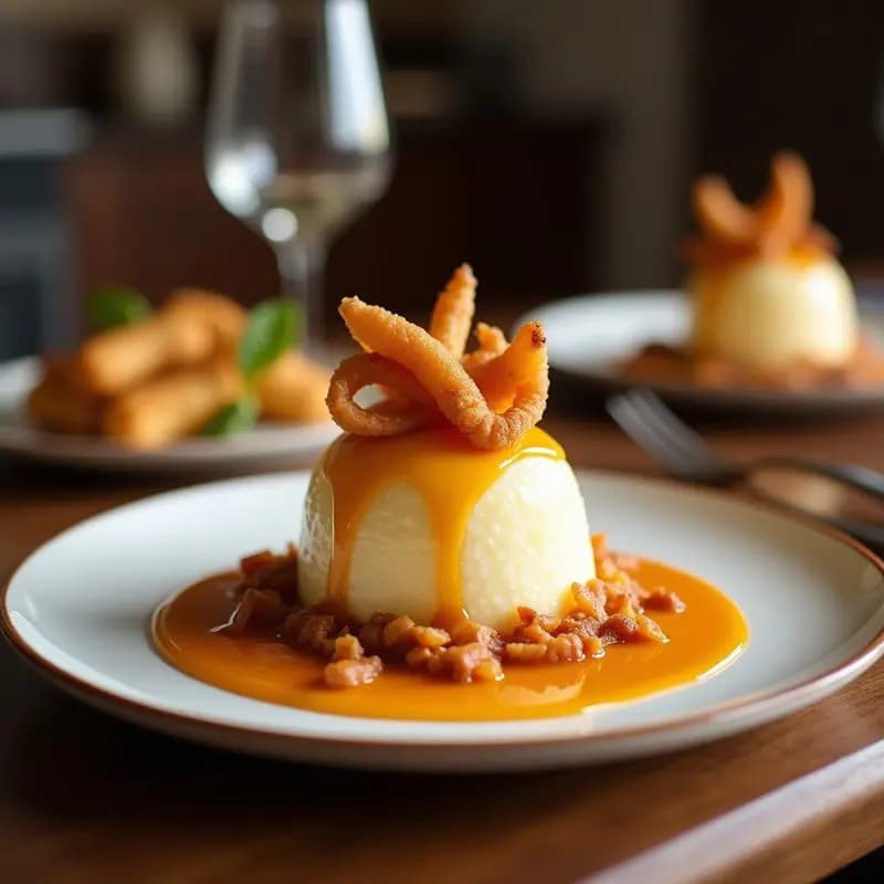 Helado Frito con Cobertura de Sirope de Arce y Trozos de Tocino Crujiente: Postre Canadiense Decadente