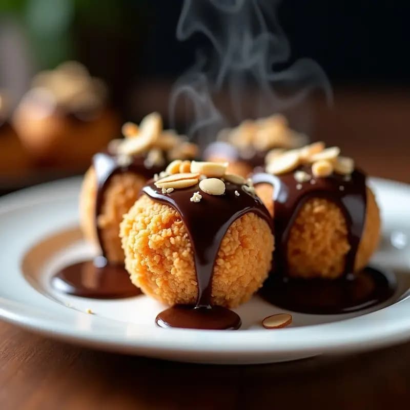 Helado Frito de Vainilla y Fresa con Cobertura de Chocolate y Almendras Fileteadas: Postre que Desafía las Leyes