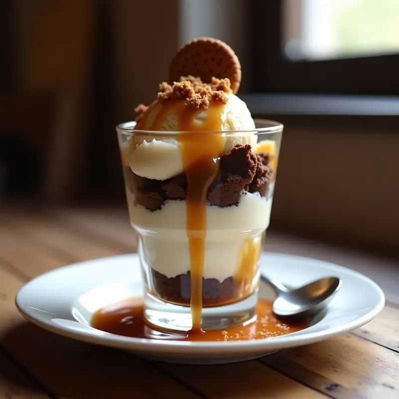 Helado de Galletas María, Caramelo Líquido y Trozos de Brownie: El Postre que Engancha desde el Primer Bocado
