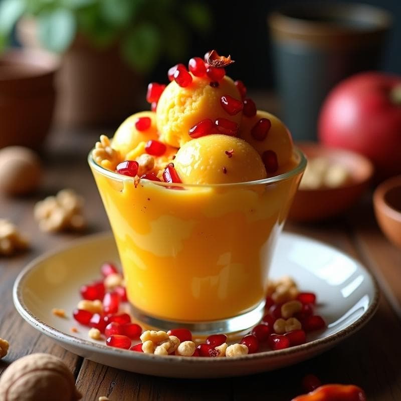 Helado de Mango y Chiles en Nogada: Postre Mexicano Sin Azúcar y Sin Lácteos
