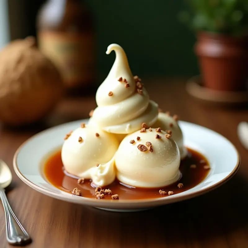 Helado de Teh Tarik Malasio con Leche de Coco: Postre Sin Azúcar y Sin Lácteos