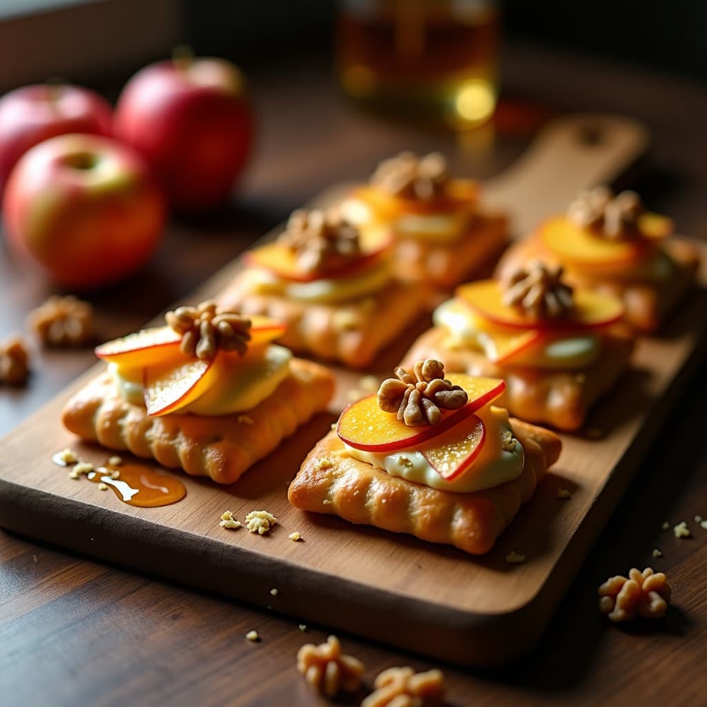 Hojaldres de Manzana y Queso Brie con Miel de Trufa: Aperitivo Francés en 20 Minutos