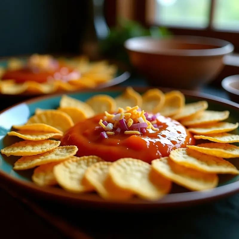 Hojuelas de Maíz Azul con Salsa de Guayaba y Chile Habanero: Aperitivo Mexicano Picante Sin Gluten