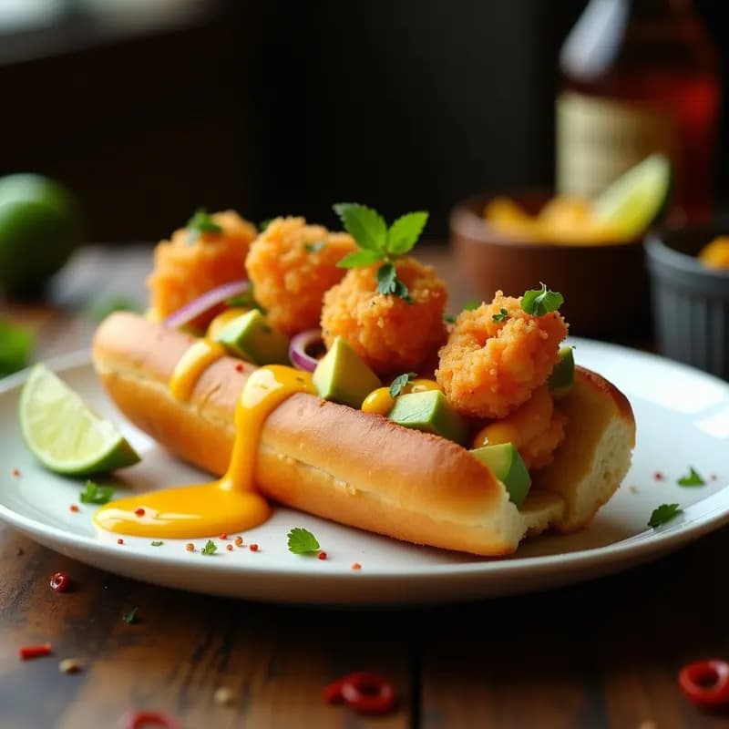 Hot Dogs de Langostinos con Pan de Brioche, Aguacate y Salsa de Mango con Chili: Twist Gourmet a un Clásico