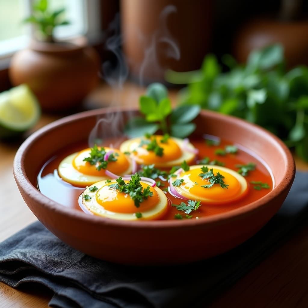 Huevos Escabechados con Vinagreta de Tamarindo y Cilantro: Receta Peruana en Olla Express