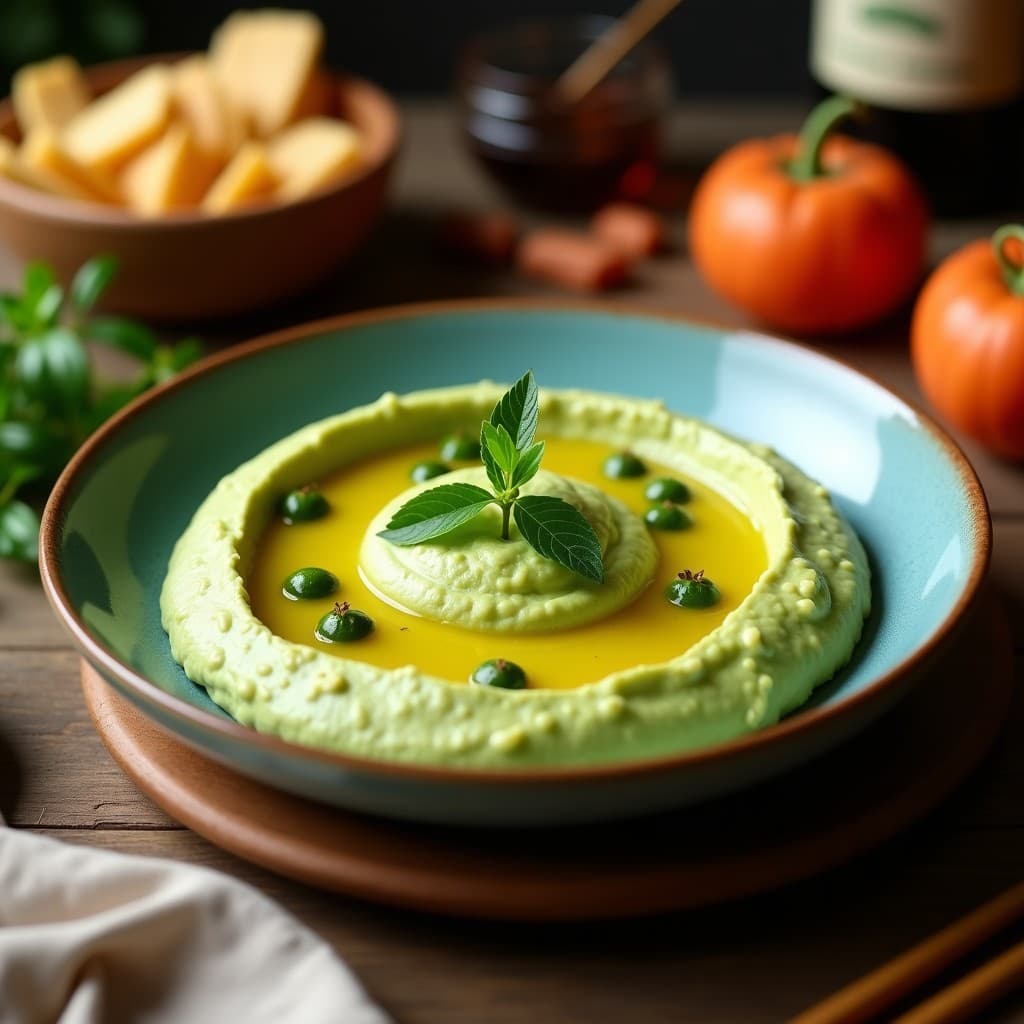 Hummus de Edamame con Aceite de Chacoli: Dip Vegano y Alto en Proteína