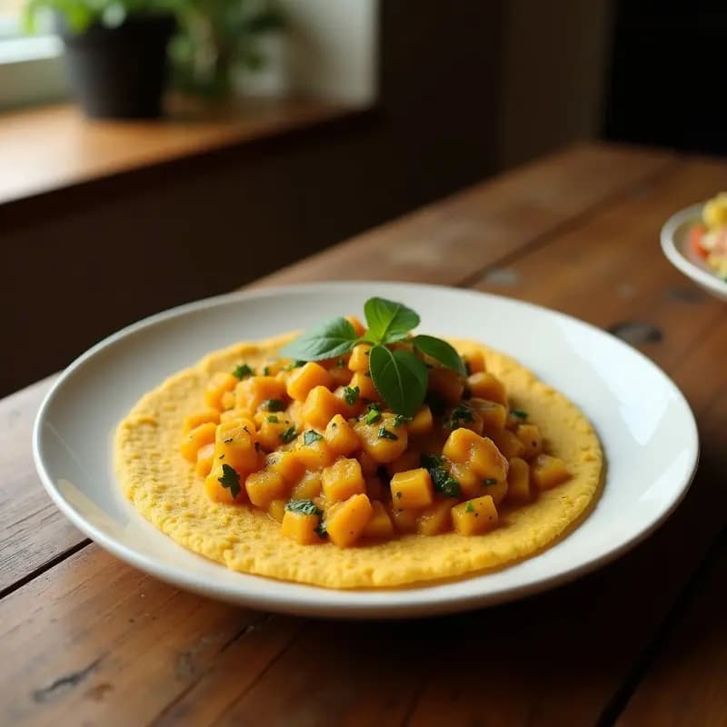 Injera de Teff con Curry de Berenjena y Anacardos: Receta Etíope Sin Gluten y Vegana