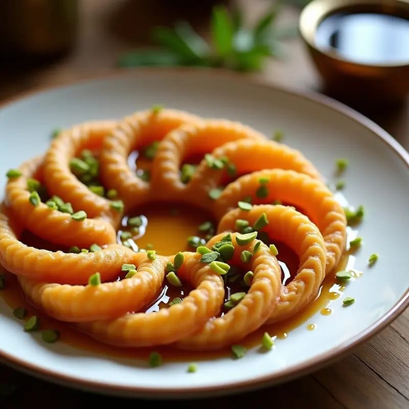 Jalebi de Trigo Sarraceno con Sirope de Dátiles: Postre Indio Sin Gluten y Vegano