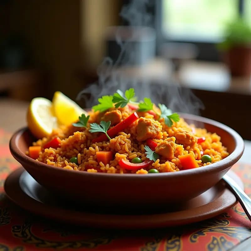 Jollof Rice Nigeriano con Pollo y Vegetales: Receta de Arroz Picante y Aromático