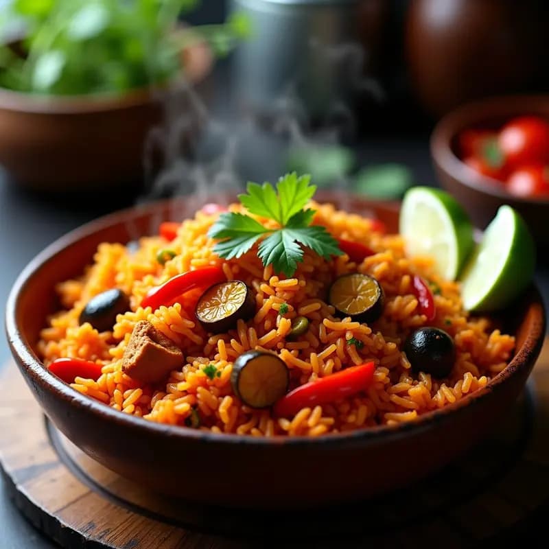 Jollof Rice Nigeriano con Pollo y Vegetales: Receta Africana Alta en Sabor y Energía