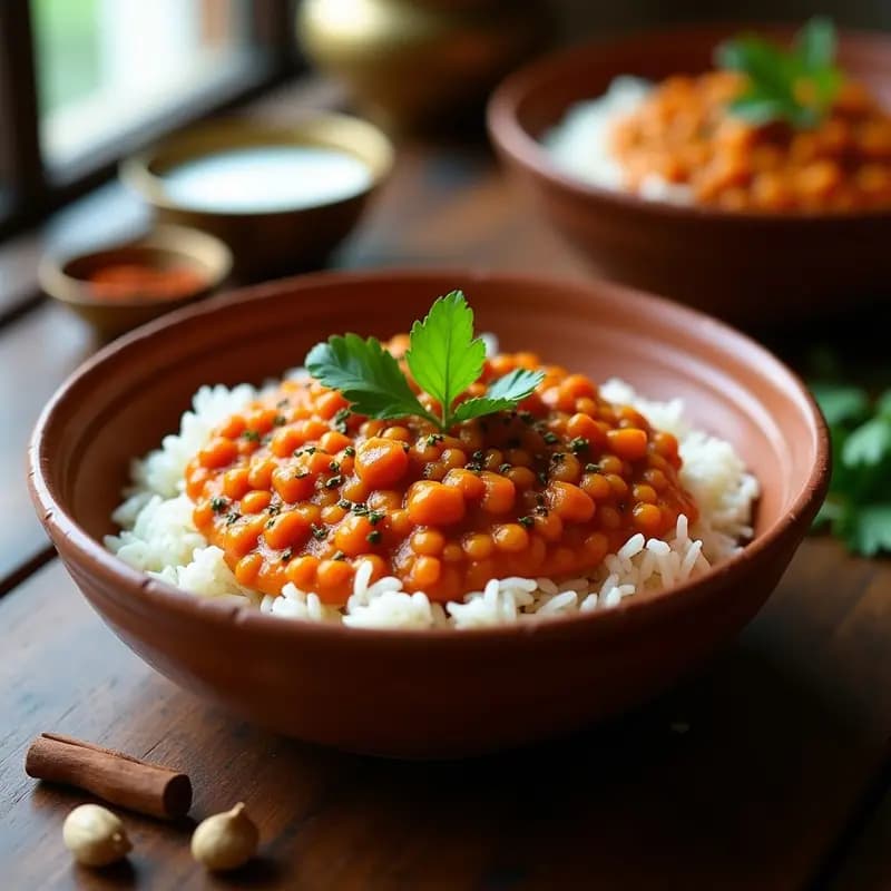 Keema de Lentejas Rojas con Arroz Basmati: Receta India Vegana y Especiada