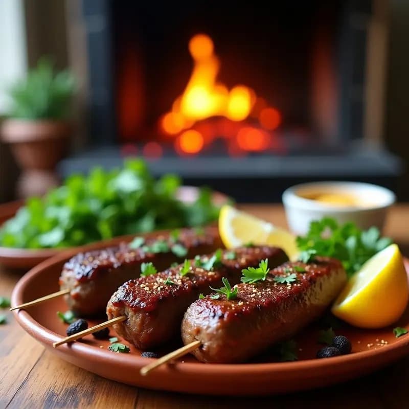 Kefta de Cordero con Huesos de Aceituna: Brochetas Marroquíes en Grill