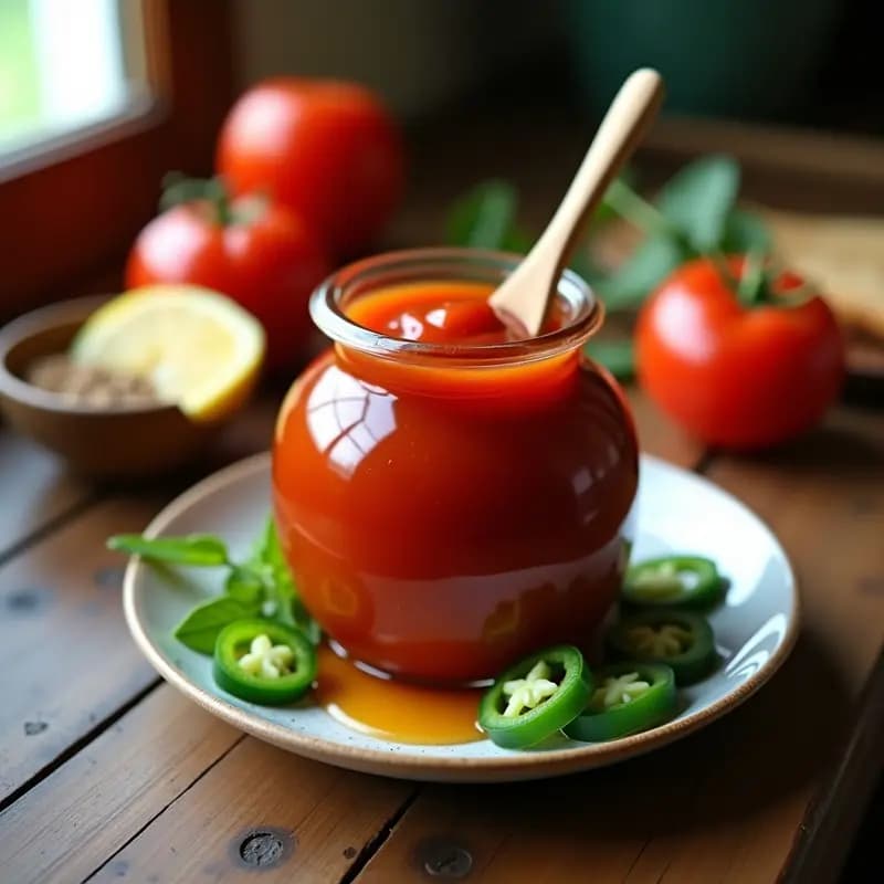 Ketchup de Tomate Casero con Jalapeño y Miel: Salsa Picante y Natural