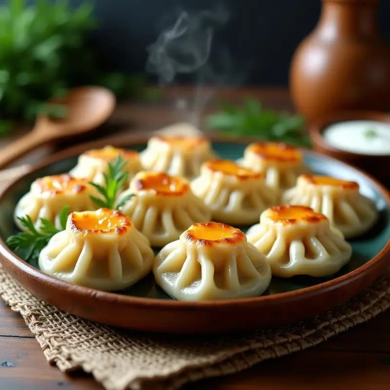P თelmeni Georgiano con Queso Sulguni: Empanadillas al Vapor Rellenas de Queso Fundido