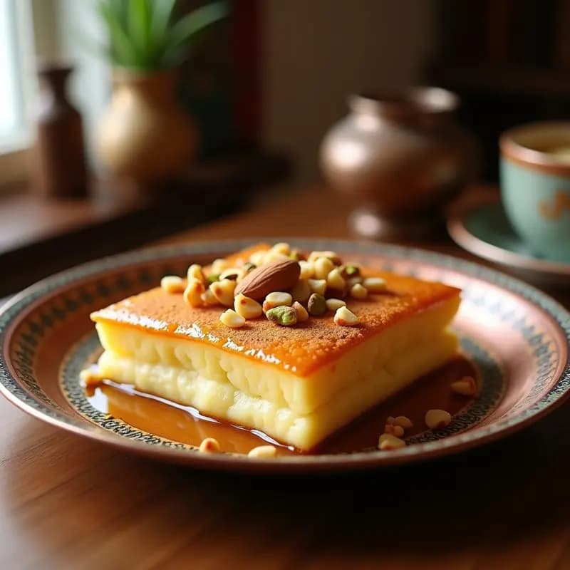 Knafeh de Queso Akkawi y Almendras: Postre Palestino Crujiente sin Horno