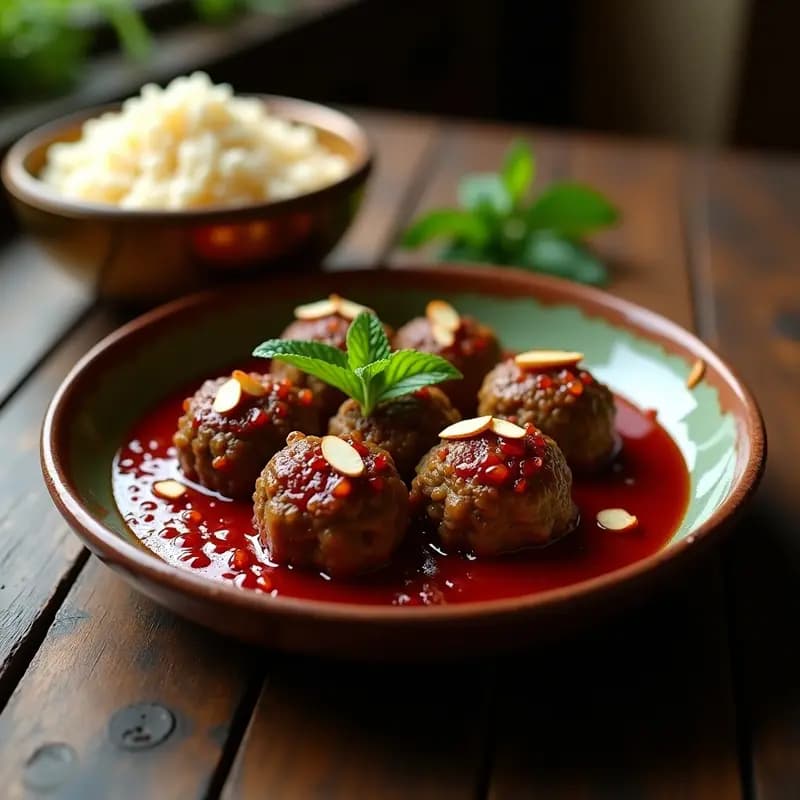 Kofteh Iraní de Cordero y Hierbas: Receta Persa en Olla Lenta con Salsa de Granada