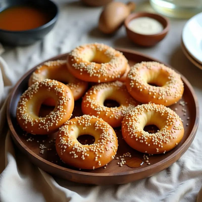 Koulouri Grecian con Semillas de Sésamo y Miel: Rosquillas Tradicionales en 25 Minutos