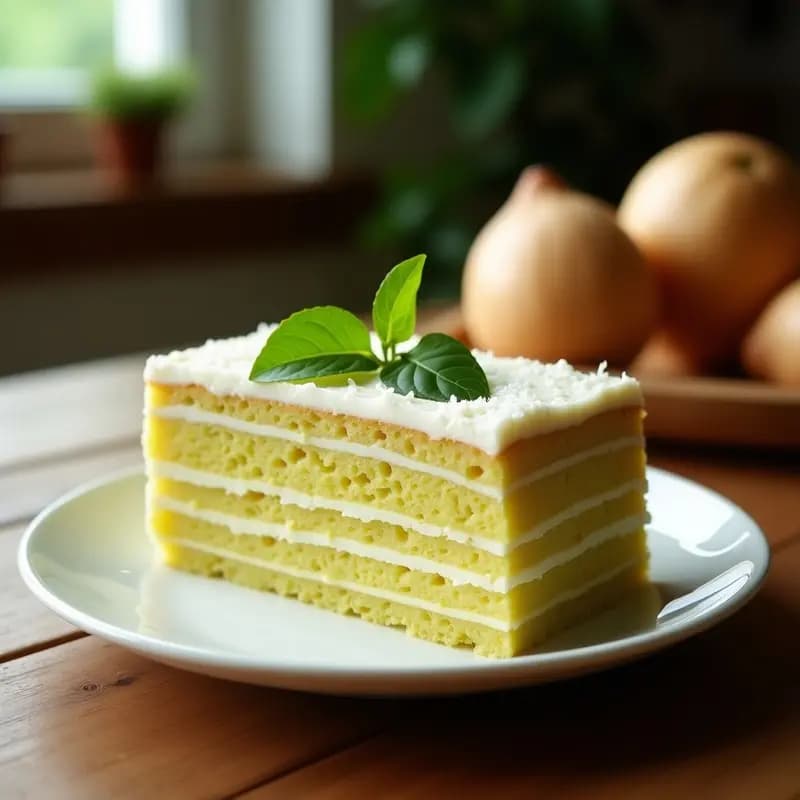 Kuih Lapis de Pandan y Coco: Pastel Malasio Sin Azúcar y Por Capas