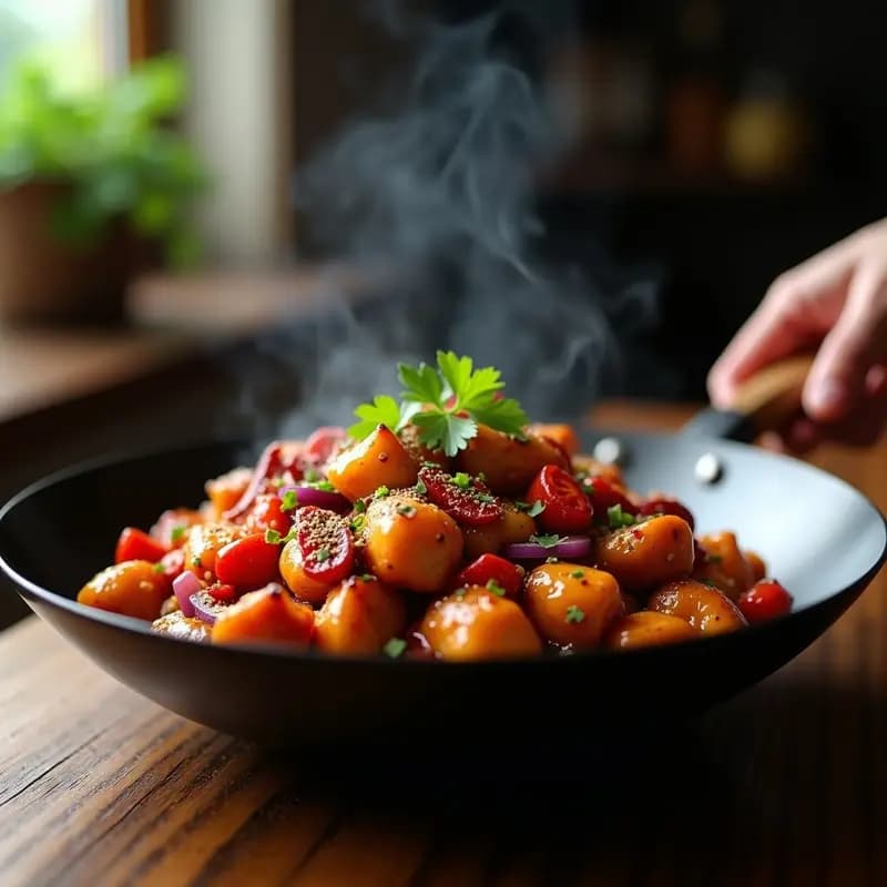 Kung Pao de Pollo con Maní y Guindilla: Receta China Picante y Crujiente en Wok