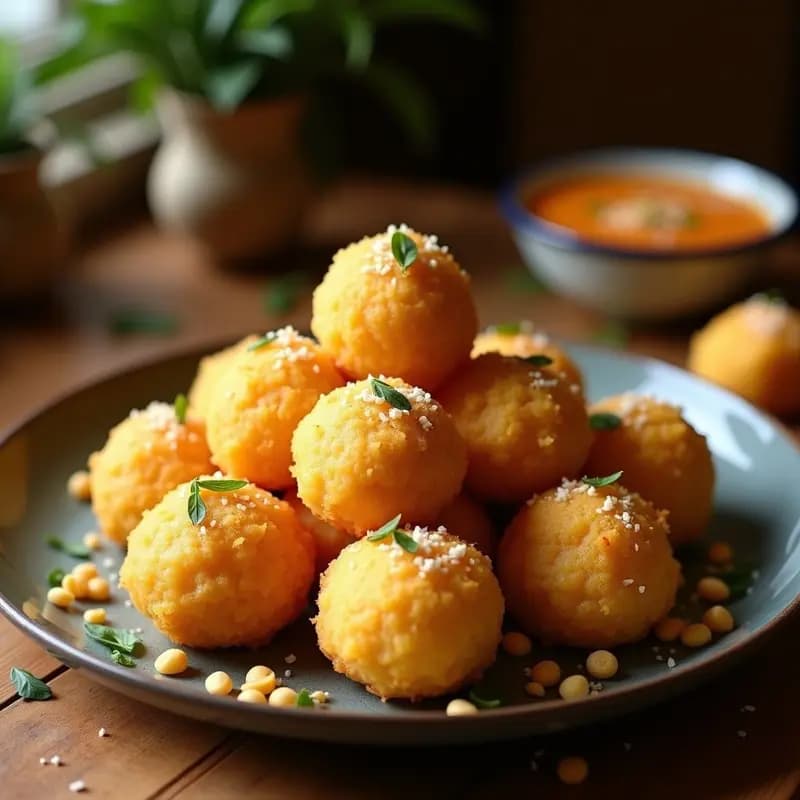 Ladoo de Harina de Garbanzo y Coco: Postre Indio Sin Azúcar y Alto en Proteínas