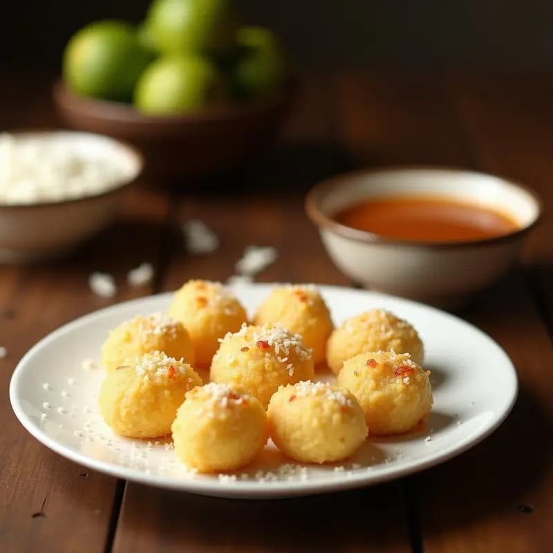 Ladoo Indio de Semolina y Coco: Postre Festivo Sin Azúcar con Estevia