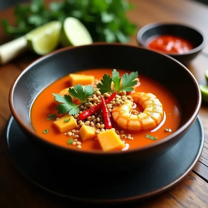 Laksa de Camarones y Calabaza Kabocha: Receta Malasia Espicada y Cremosa