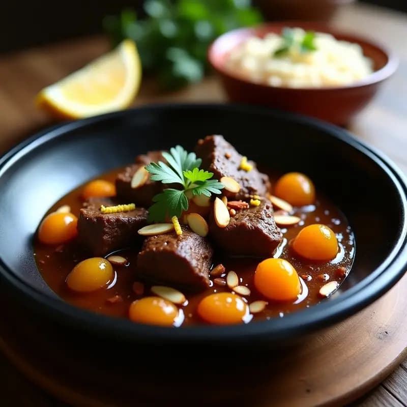 Lamb Tagine con Albaricoques y Almendras: Receta Marocí Lenta y Aromática