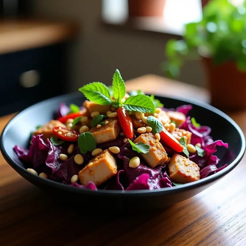 Larb Gai de Pollo y Lechuza Morada: Ensalada Tailandesa Picante y Ligera