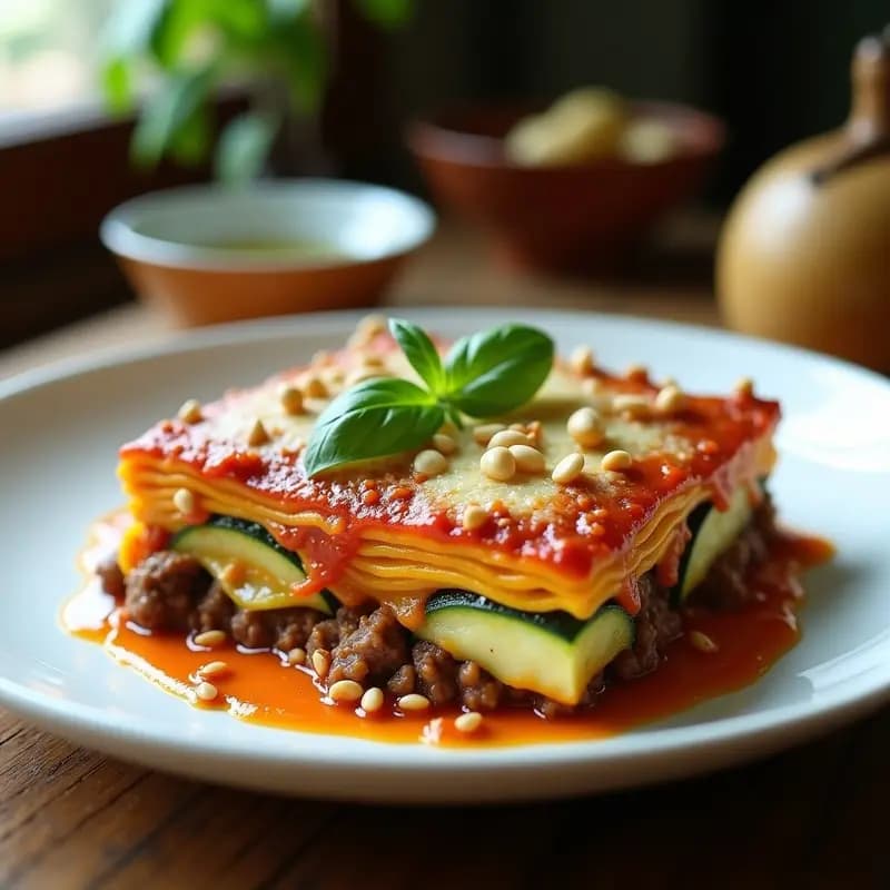 Lasagna de Calabacín y Setas Portobello: Receta Italiana Keto y Sin Lactosa