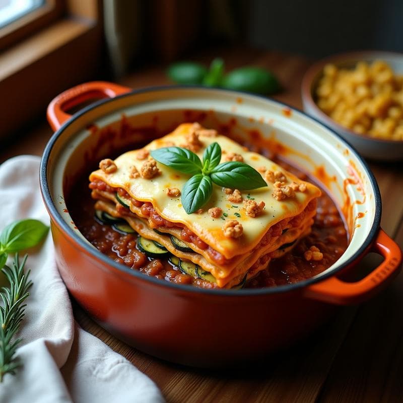 Lasagna de Lentejas y Calabacín sin Pasta: Receta Italiana Vegana y en Olla Lenta