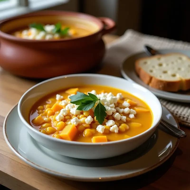 Locro de Zapallo y Maíz con Queso de Cabra: Receta Argentina Reconfortante y Sin TACC