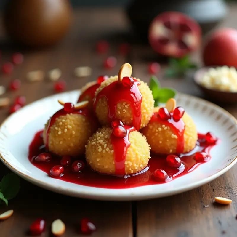 Lokma Griega con Sirope de Granada: Postre Frito Esponjoso y Sin Lactosa