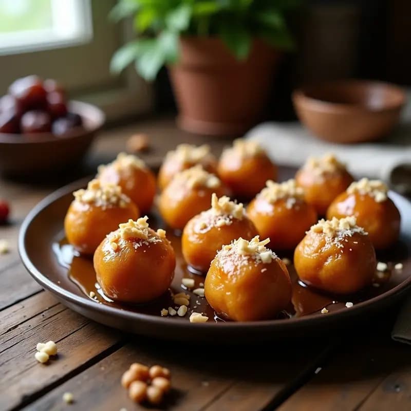 Lokma de Plátano Macho y Miel de Dátil: Postre Turco Sin Harina y Sin Azúcar Refina