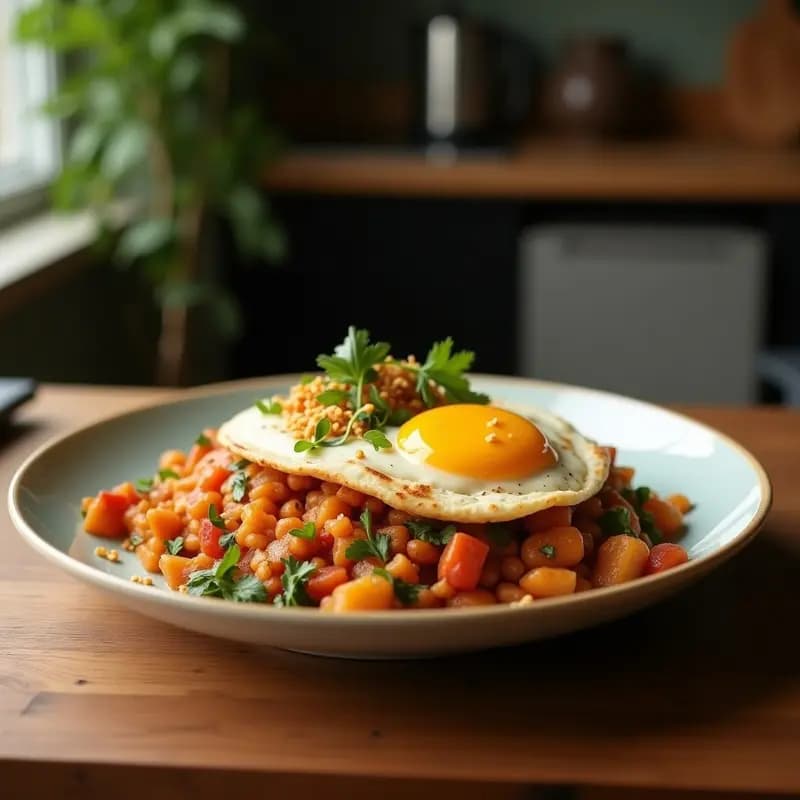 Loko Moko con Salchicha de Jackfruit y Huevo: Receta Hawaiana Vegana de Comfort Food