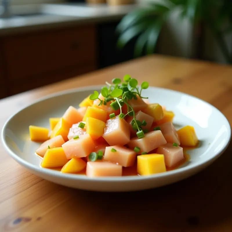 Lomi Lomi de Salmón con Mango y Pepino: Ceviche Hawaiano Refrescante y Keto