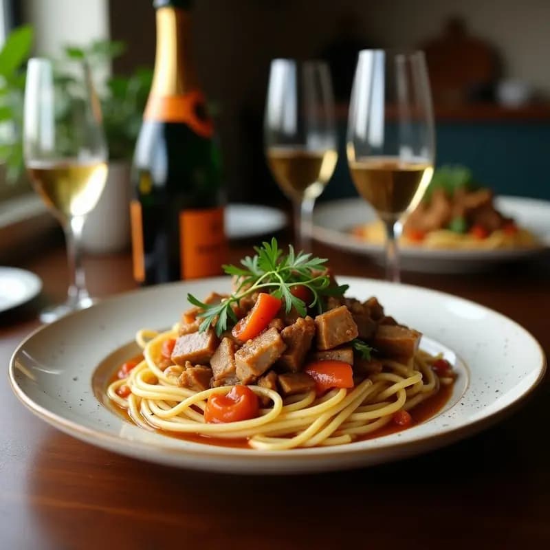 Lomo Saltado de Tofu y Champagne: Receta Peruana Vegana con Toque Gourmet