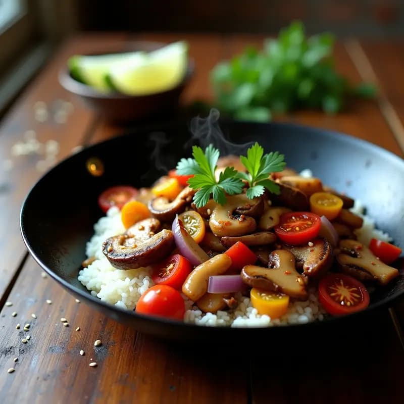 Lomo Saltado Peruano con Champiñones: Receta Sin Carne y Alta en Umami en Wok