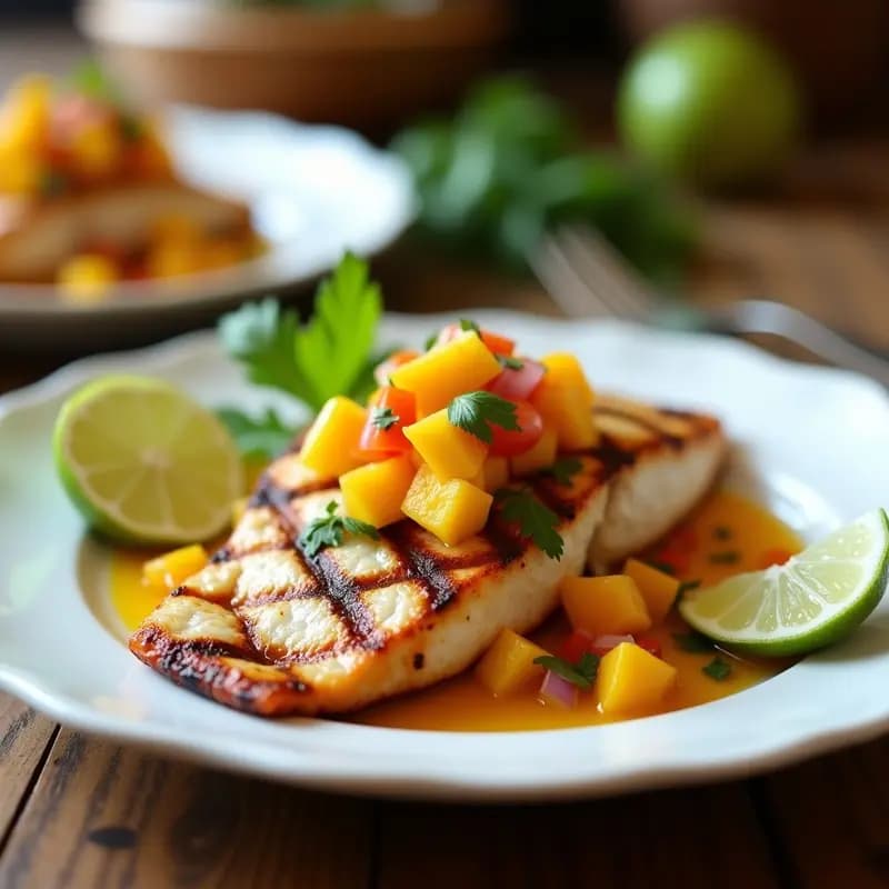 Mahi Mahi a la Parrilla con Salsa de Mango y Habanero: Receta Caribena Baja en Calorías